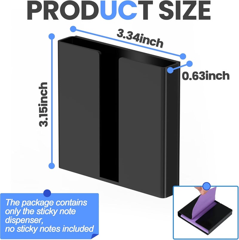 Alytree 2 Pcs Sticky Note Dispenser, Magnetic Sticky Note Holder for Post It Notes, 3 x 3 Inch Sticky Note Organizer for Office Home Classroom, Black - Image 4